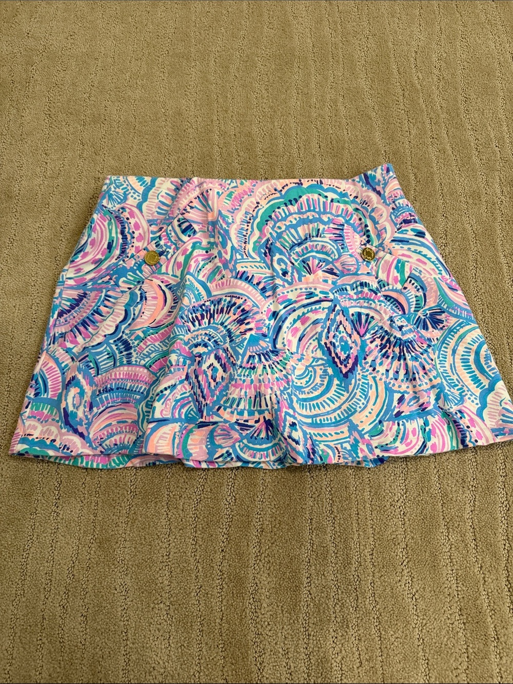 Lilly Pulitzer Pink and Blue Abstract Print Mini Skirt